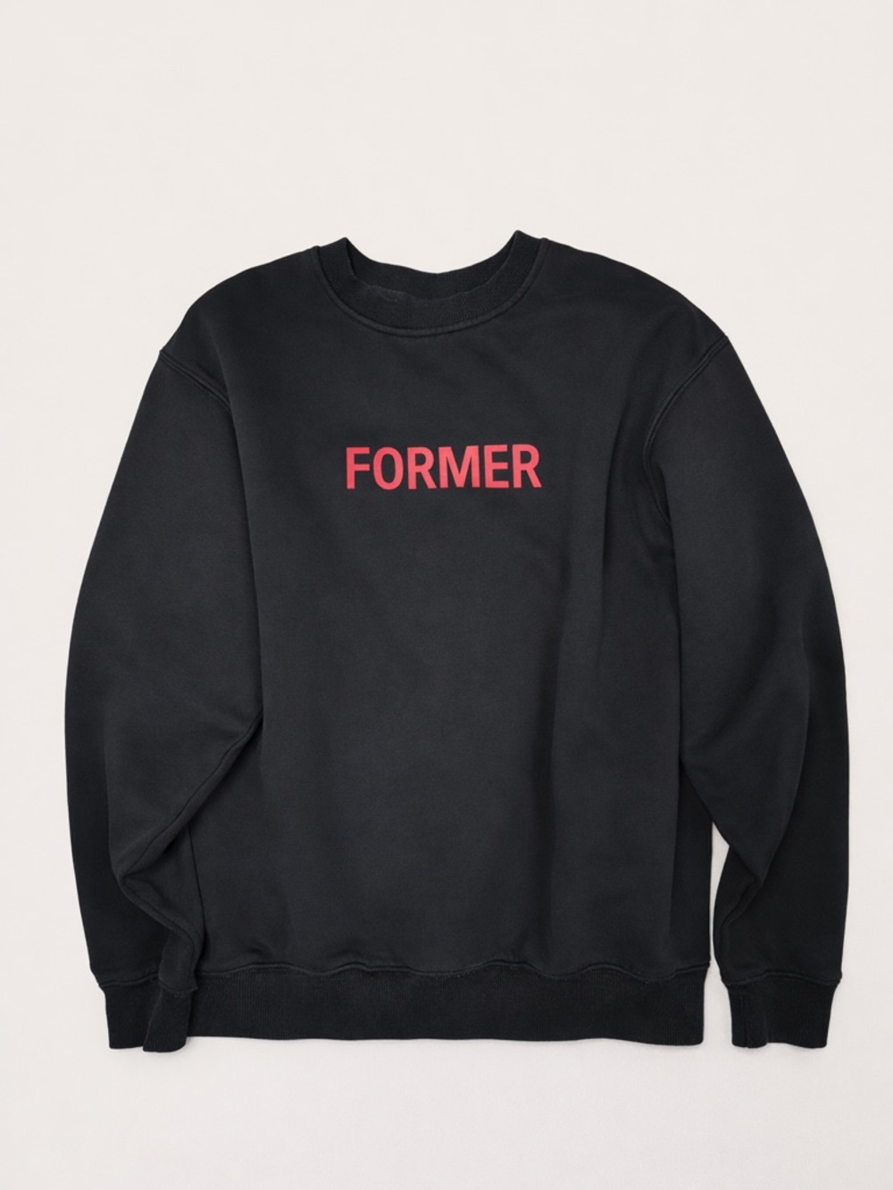 Former Crewneck Sweatshirt Black Red Logo Skater Surf Style Pullover Size S